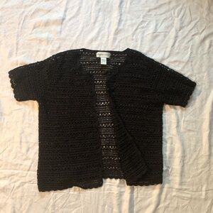 Hampshire Studio Crochet black, short sleeve cardigan, size LP